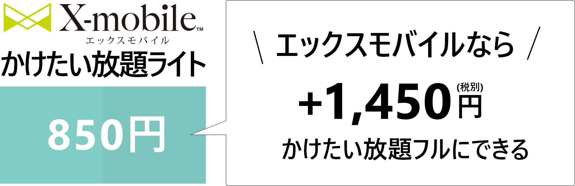 エックスモバイルならプラス1,450円でかけたい放題フルにできる